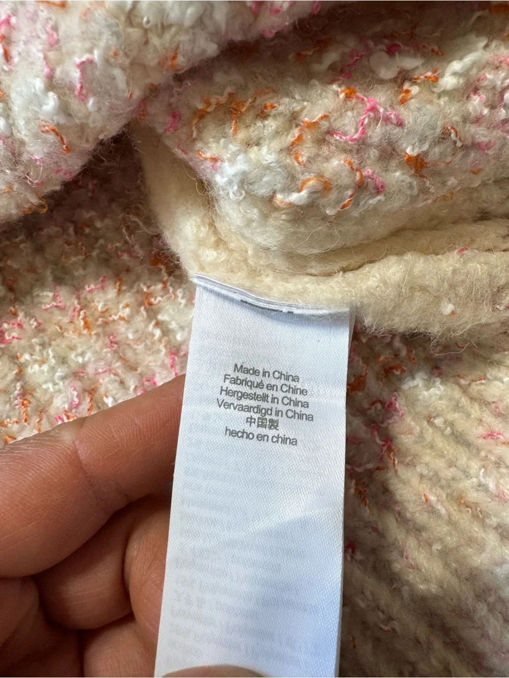 J. Crew Cream and Pink Flecked Ribbed Scoopneck Sweater